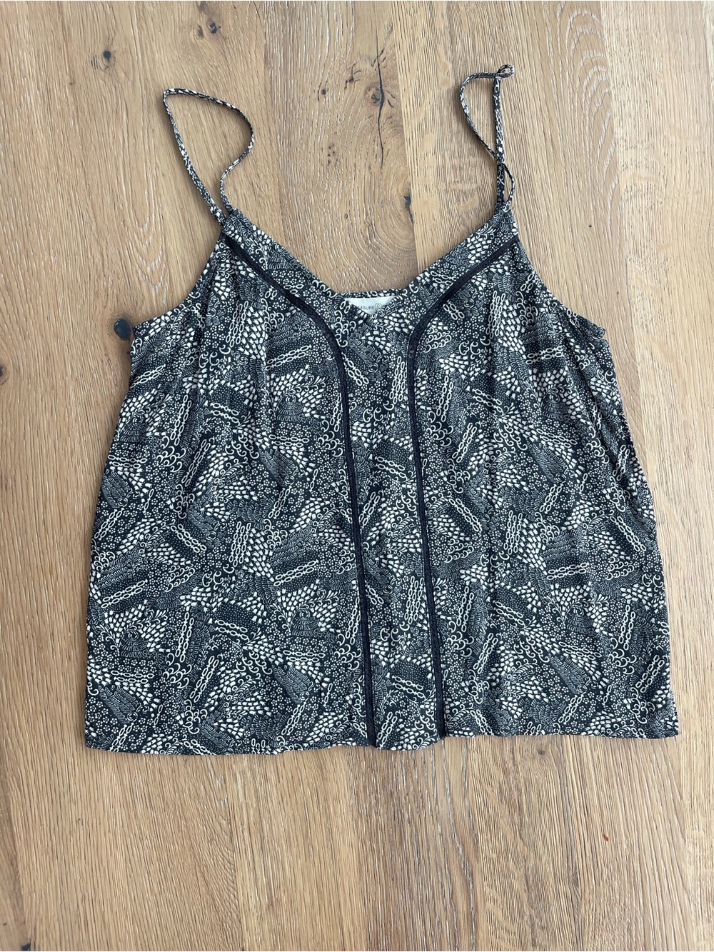 Treasure & Bond Black and White Printed Spaghetti-Strap Cami